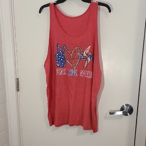 Unbranded‎ Women's Sleeveless Red Graphic Tank Top Pre-Owned Size 2X Summer